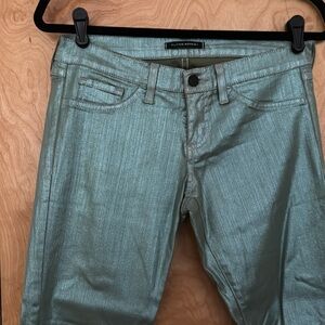 👖🐒Flying monkey green metallic skinny jeans